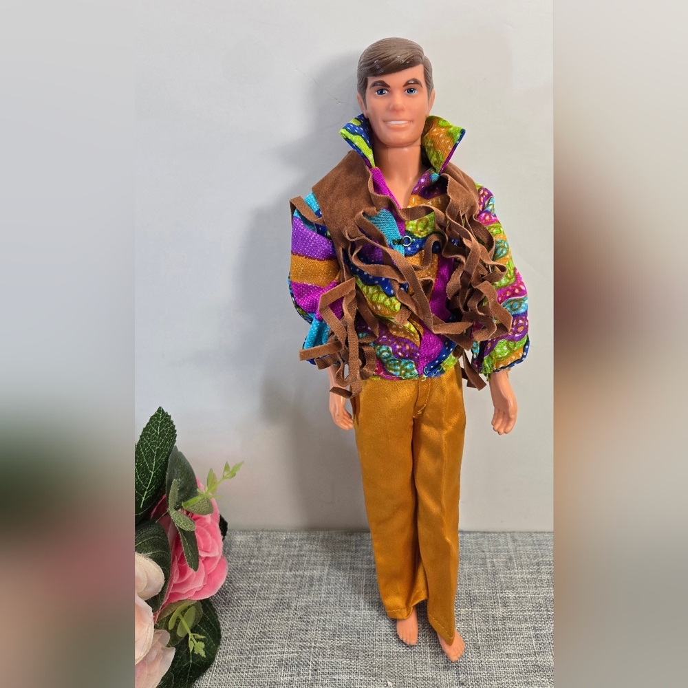 Vintage Ken Live Action Doll 1968 Mattel Fringe Vest Bending Legs #1159 Taiwan